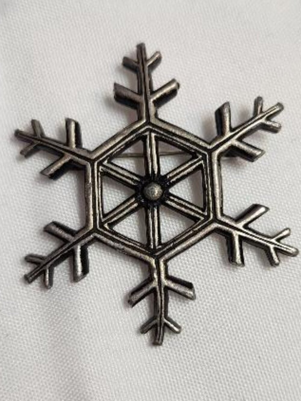 Vintage Silver Toned Snowflake Brooch "By JORJ"